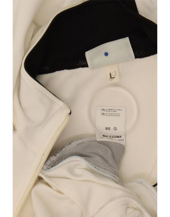 Asics Damen-Trainingsanzug mit Kapuze, Top-Jacke, UK 16, Größe L, Weiß, Farbblock