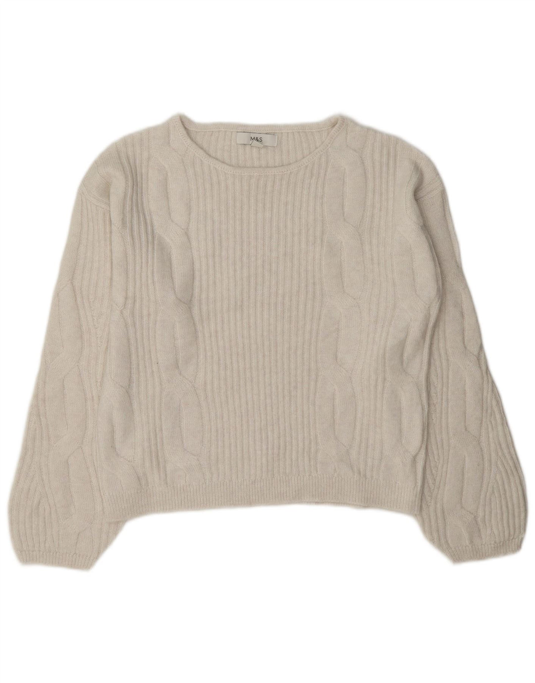 Marks & Spencer Damen-Pullover, übergroß, U-Boot-Ausschnitt, Gr. 10, Größe S, Weiß