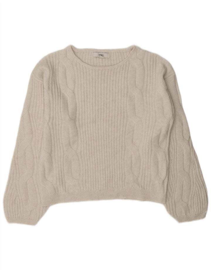 Marks & Spencer Damen-Pullover, übergroß, U-Boot-Ausschnitt, Gr. 10, Größe S, Weiß