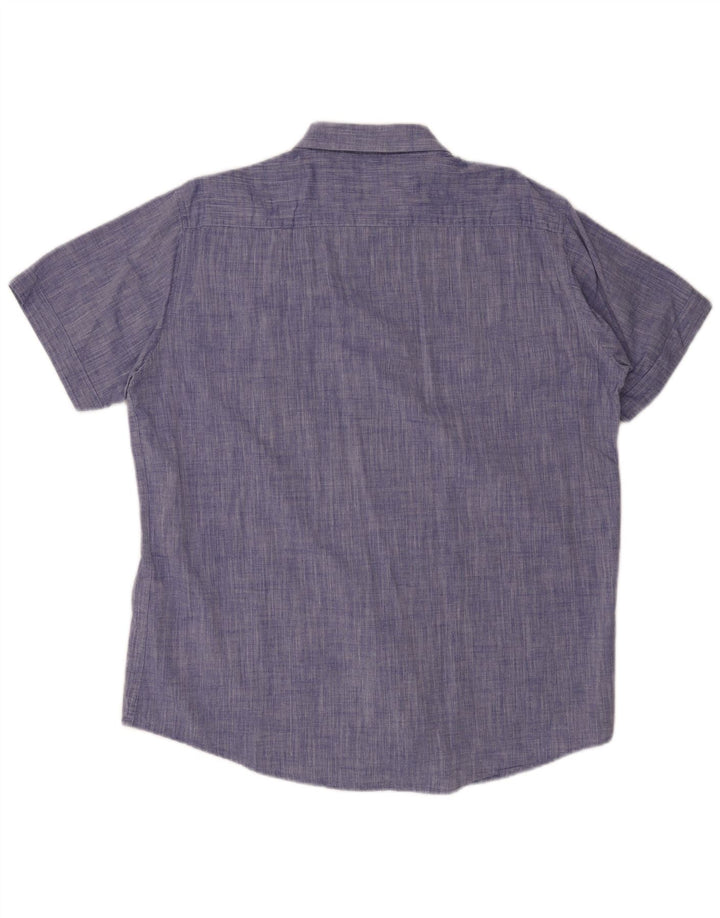 Carrera Herren Kurzarm-Hemd mit normaler Passform, 2XL, blaue Baumwolle