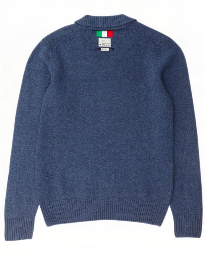 Marlboro Classics Herren-Pullover mit V-Ausschnitt, große blaue Wolle