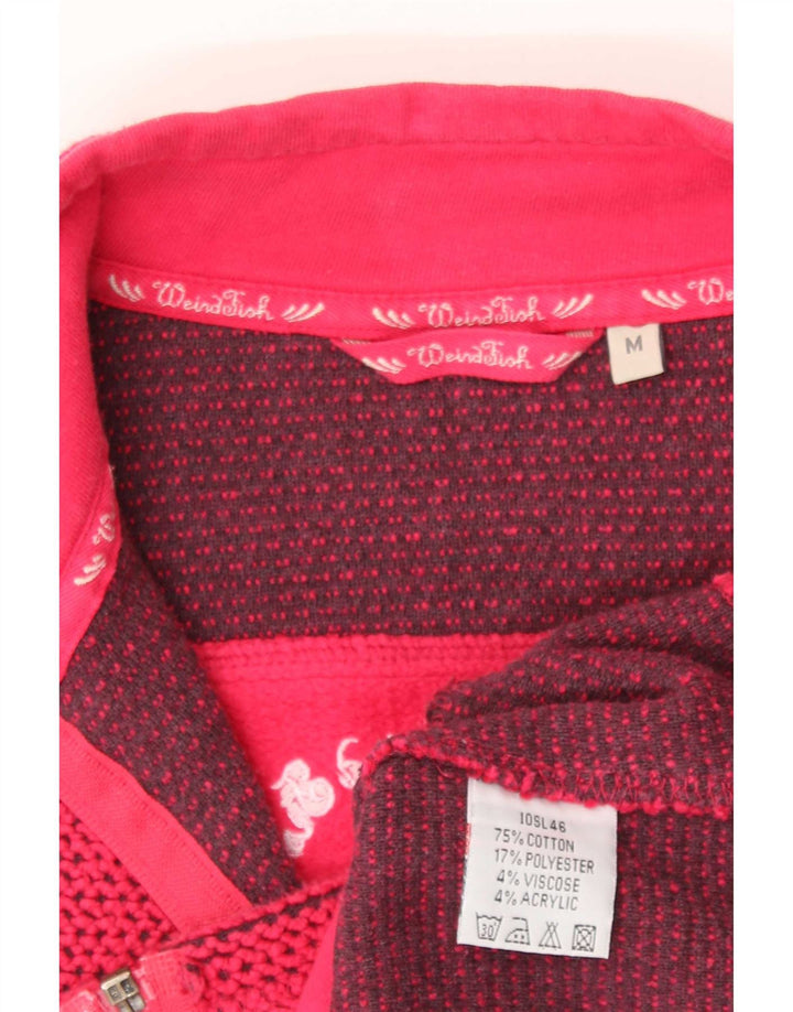 Weird Fish Damen-Cardigan-Pullover UK 14 Mittelrote Baumwolle