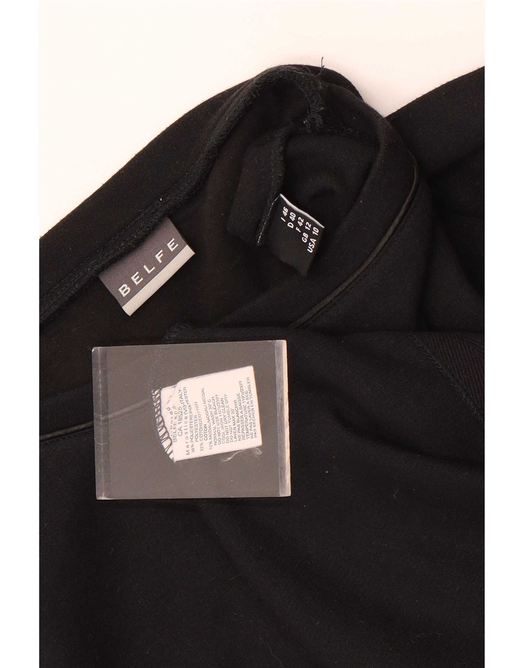 Belfe Damen Top Langarm UK 12 Medium Schwarz Polyester