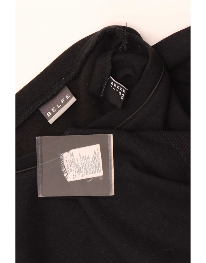 Belfe Damen Top Langarm UK 12 Medium Schwarz Polyester