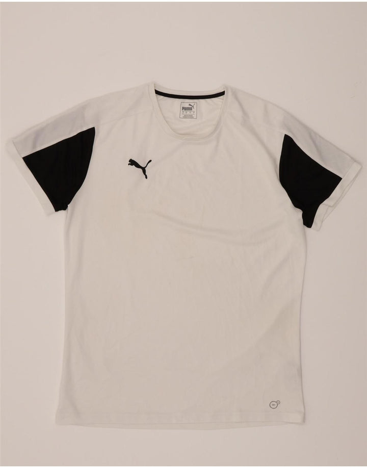 Puma Herren T-Shirt Top Large Weiß Colourblock Polyester
