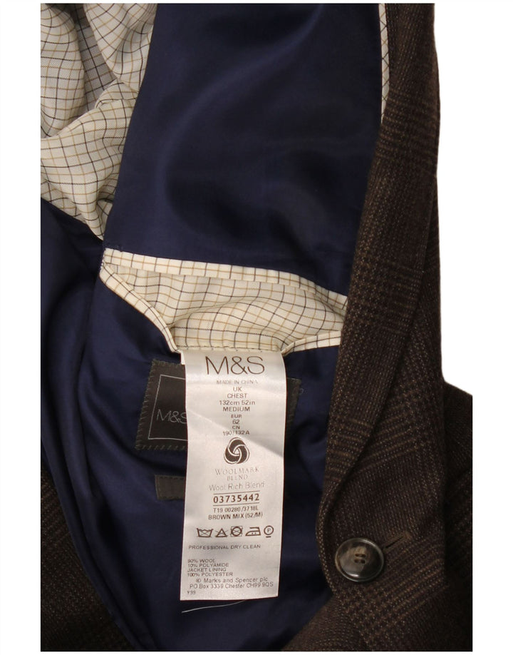 Marks & Spencer Herren-Blazer mit 2 Knöpfen, UK 52 3XL, brauner Hahnentrittmuster