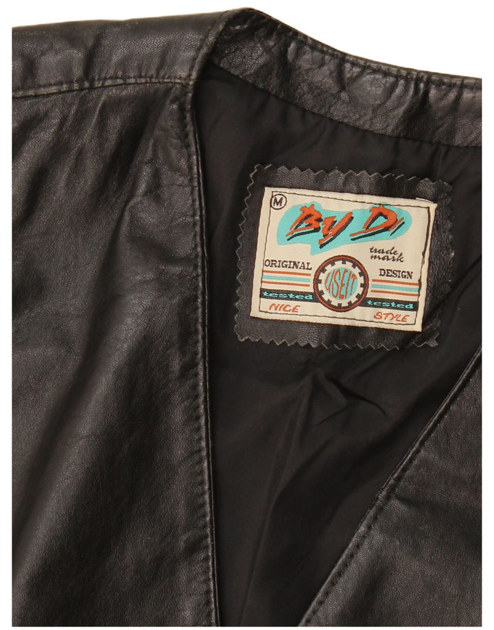 VINTAGE Herren Lederweste Medium Schwarz