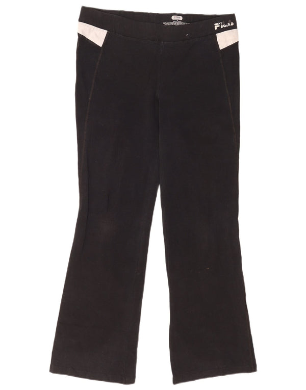 Fila Damen Flare-Trainingshose UK 12 Medium Black Cotton Sports