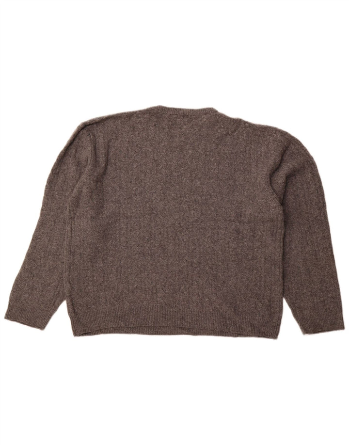 Marks & Spencer Herren-Pullover mit Rundhalsausschnitt, XL, graue Lammwolle