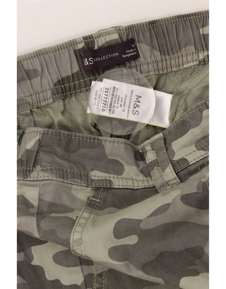 Marks & Spencer Damen-Cargoshorts mit hoher Taille, UK 12, Mittel W30, Khaki