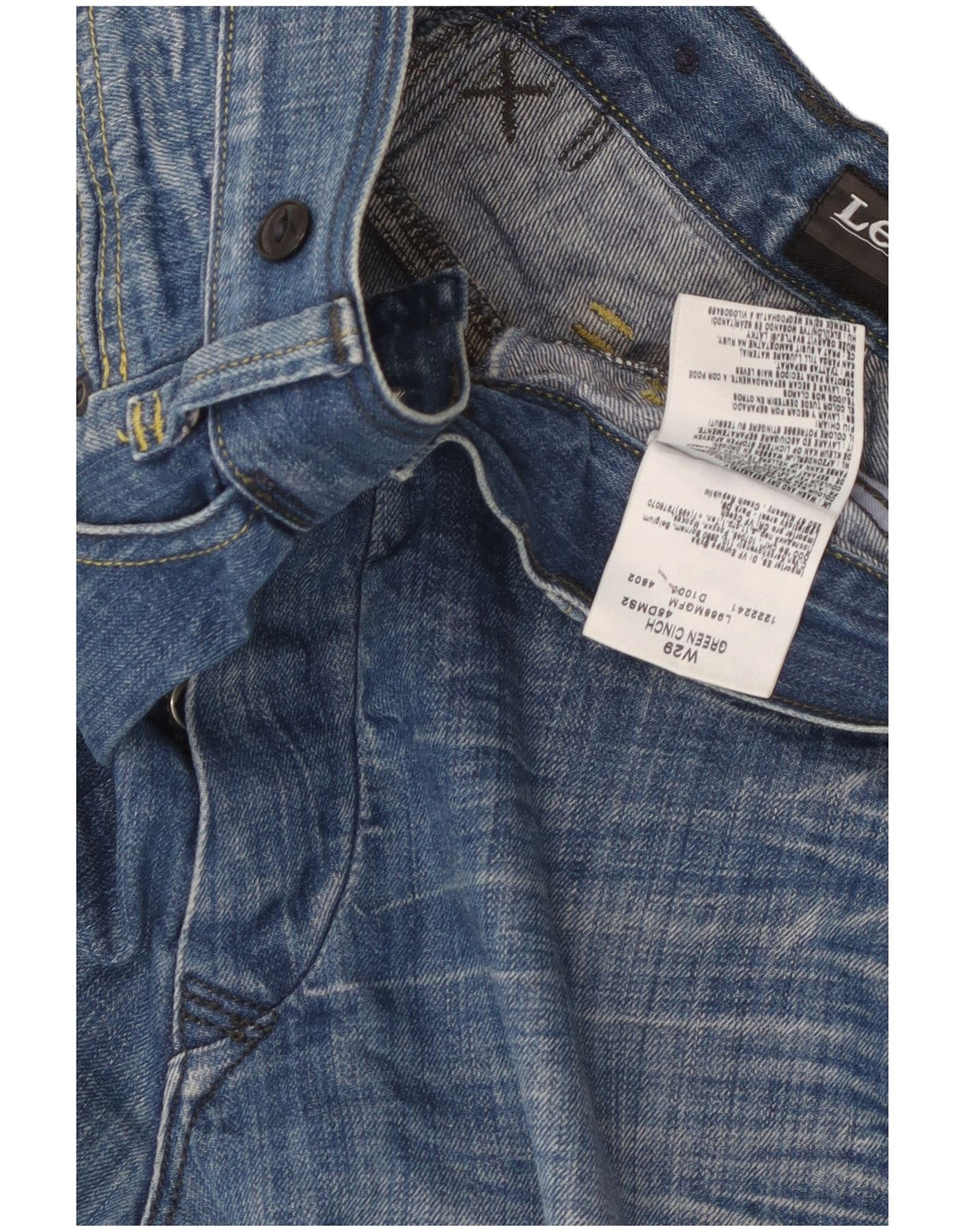 Lee Mens Green Cinch Denim Shorts W29 Small Blaue Baumwolle