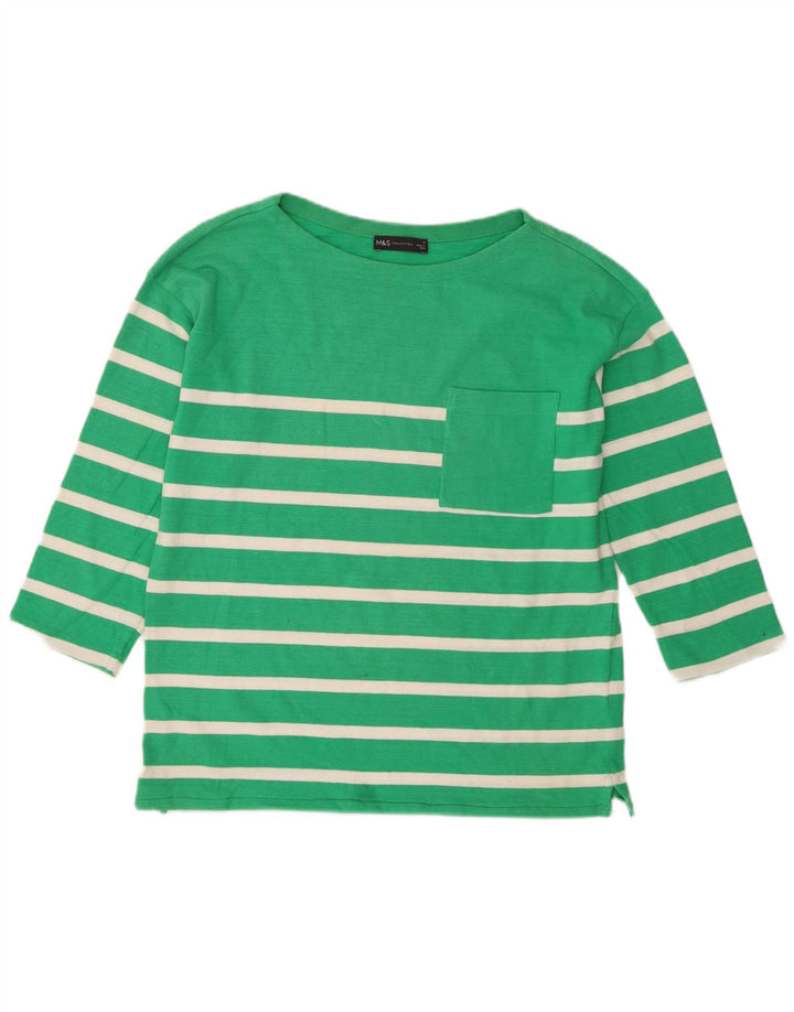 Marks & Spencer Damen-Oberteil in Übergröße, 3/4-Ärmel, UK-Größe 8, klein, grün gestreift