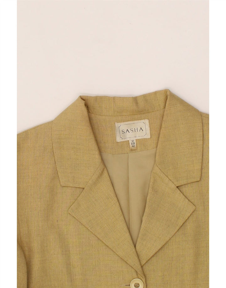 SASHA Womens 4 Button Blazer Jacket UK 12 Medium Beige Polyester Vintage Sasha and Second-Hand Sasha from Messina Hembry 