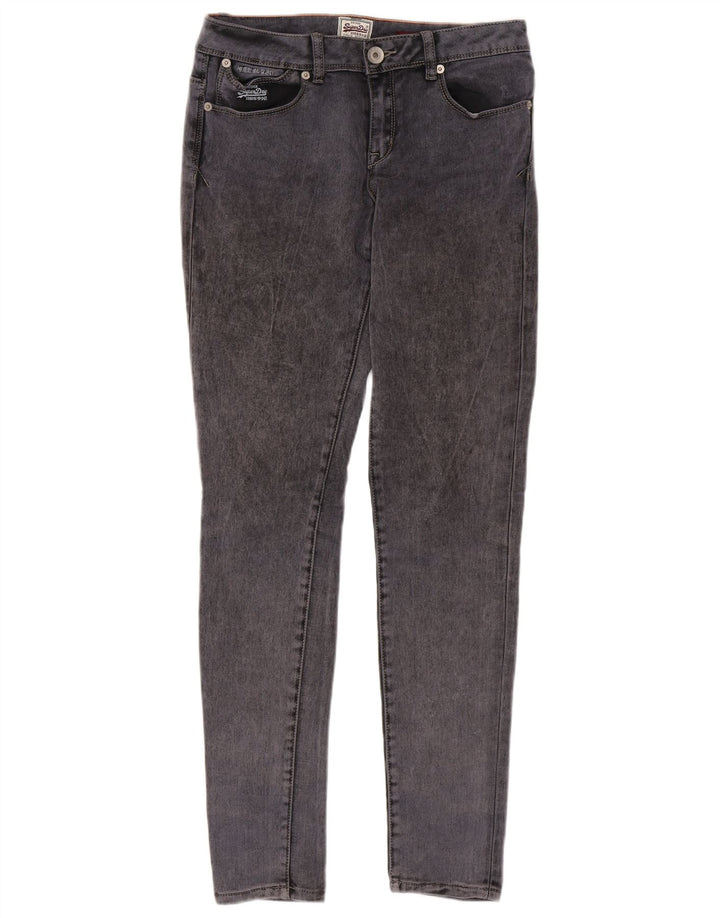SUPERDRY Damen Super Skinny Jeans W30 L32 Graue Baumwolle