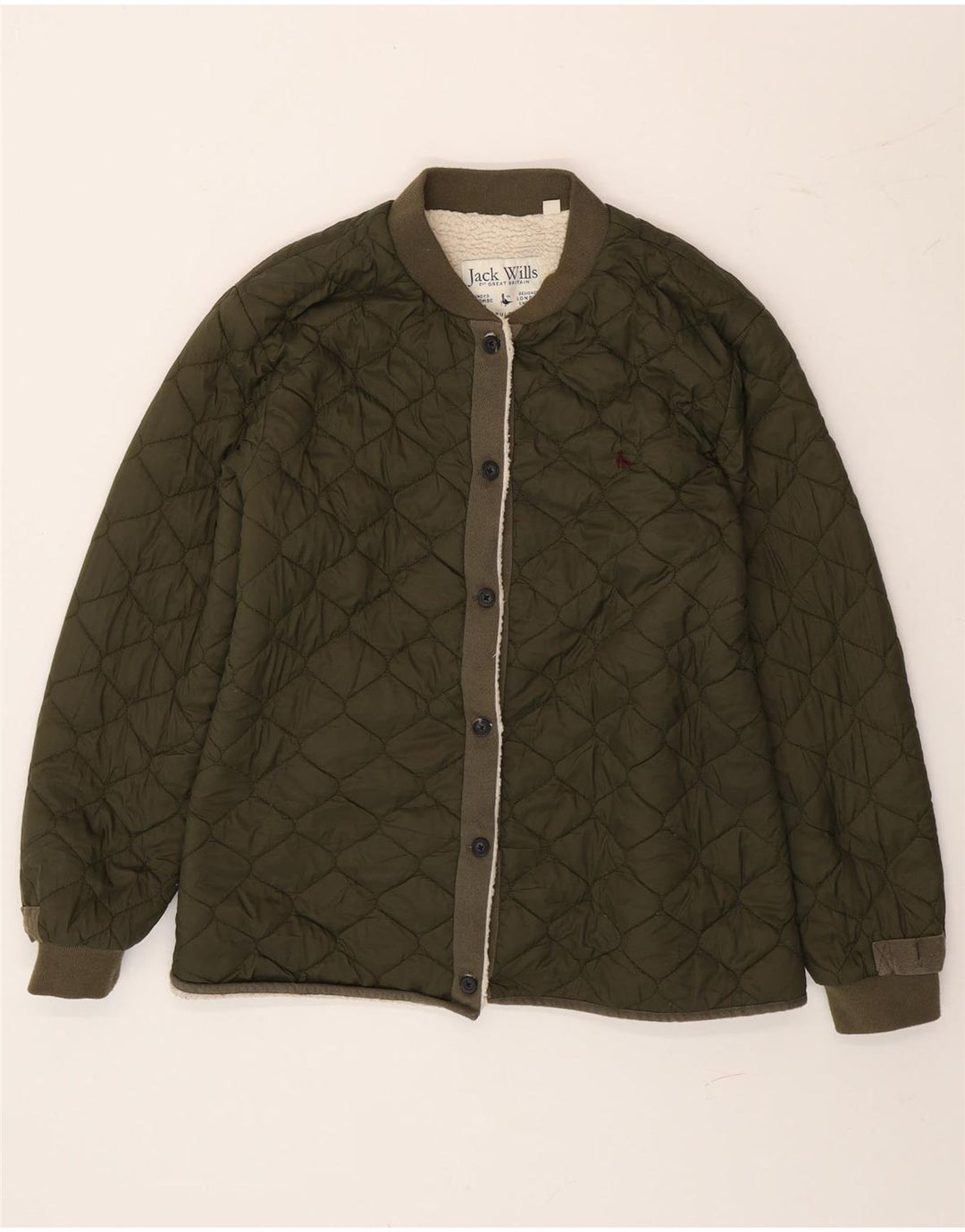 Jack Wills Damen Sherpa Steppjacke UK 14 Large Grün Polyamid