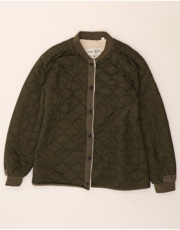 Jack Wills Damen Sherpa Steppjacke UK 14 Large Grün Polyamid