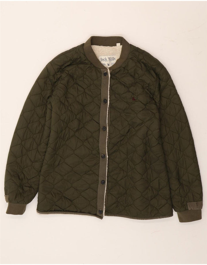 Jack Wills Damen Sherpa Steppjacke UK 14 Large Grün Polyamid