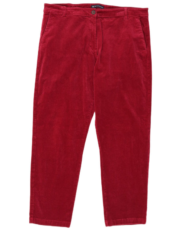 Crew Clothing Womens Straight Corduroy Trousers UK 18 XL W38 L28 Burgundy