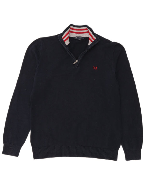 Crew Clothing Herren-Pullover mit Reißverschluss am Hals, mittlere marineblaue Baumwolle