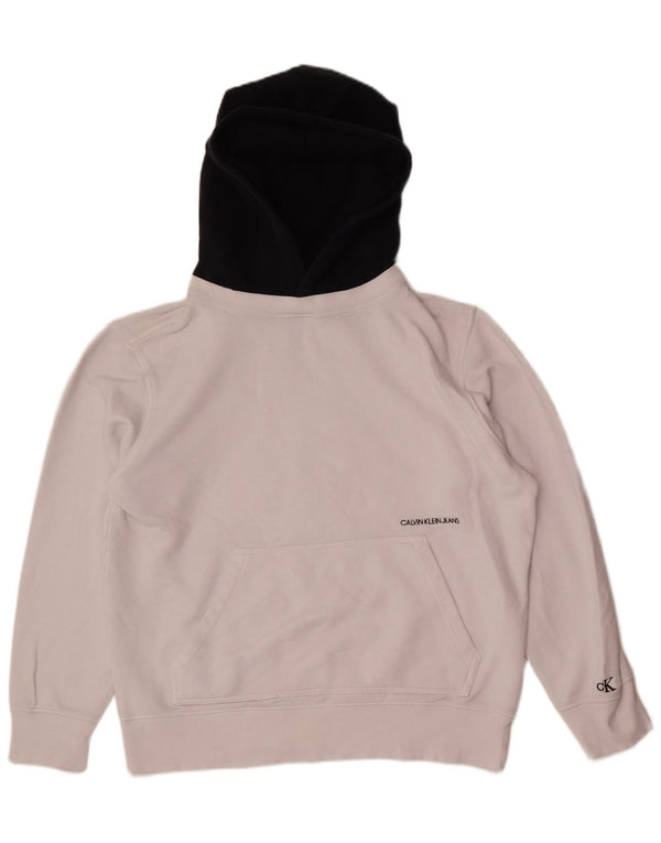 Calvin Klein Jeans Herren Kapuzenpullover XL, weiße Colourblock-Baumwolle