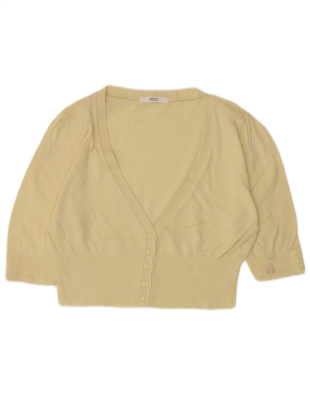 Marks & Spencer Damen Crop Cardigan Pullover UK 10 Small Gelb