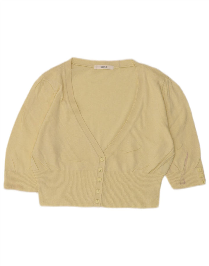 Marks & Spencer Damen Crop Cardigan Pullover UK 10 Small Gelb