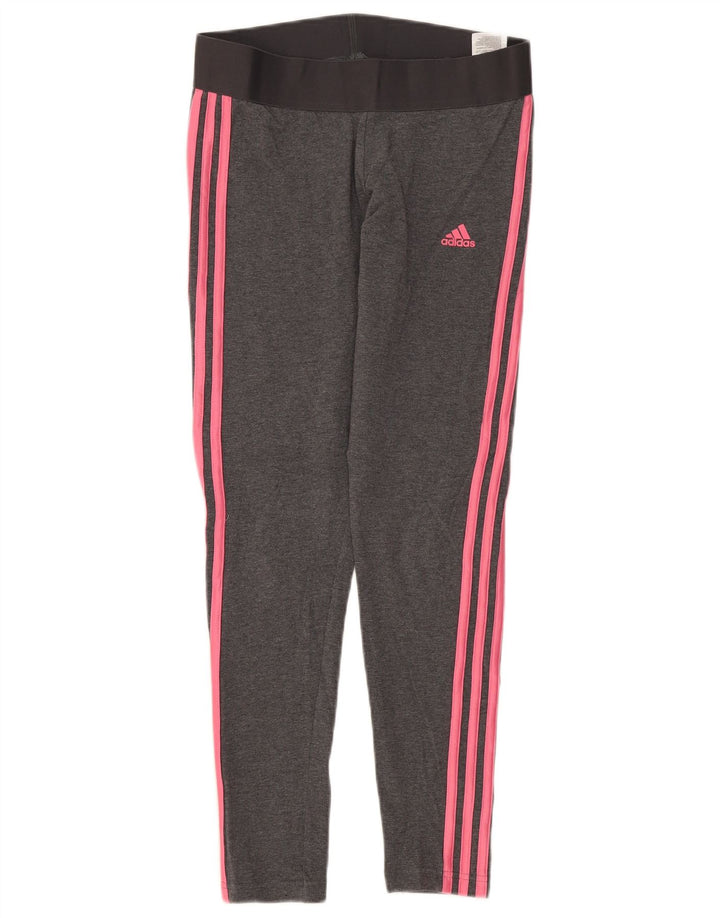 Adidas Damen Leggings UK 12/14 mittelgraue Baumwolle