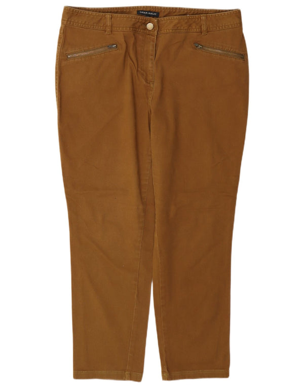 Laura Ashley Damen Slim Cropped-Hose UK 16 Large W34 L26 Braune Baumwolle