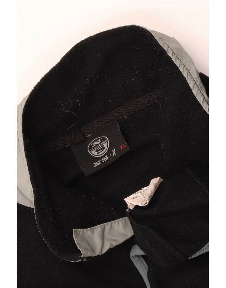 North Sails Herren-Fleecepullover mit Reißverschluss am Hals, XL, schwarzes Farbblock-Polyester