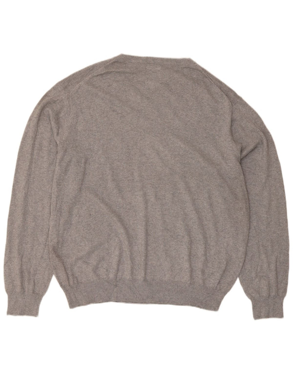 Chaps Herren-Pullover mit V-Ausschnitt, 2XL, graue Baumwolle