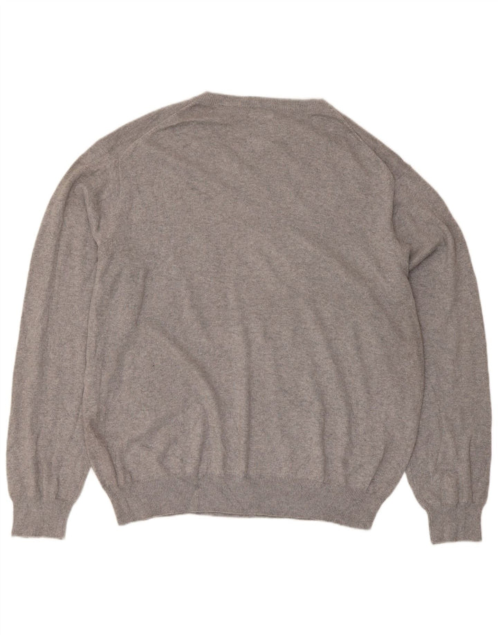 Chaps Herren-Pullover mit V-Ausschnitt, 2XL, graue Baumwolle