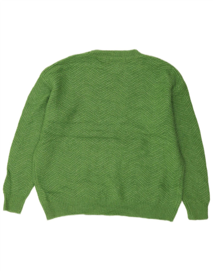 Marks & Spencer Herren-Pullover mit Rundhalsausschnitt, Mittelgrünes Chevron-Acryl