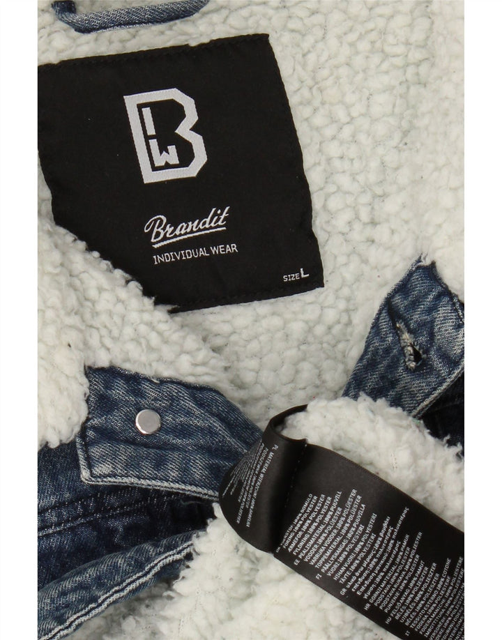 BRANDIT Herren Sherpa Jeansjacke UK 40 Große blaue Baumwolle