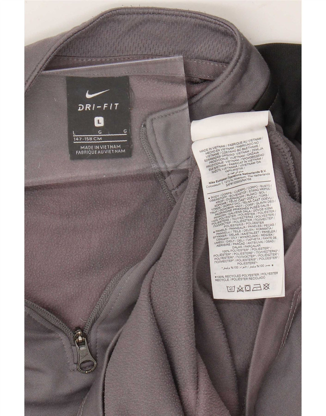 Nike Dri Fit Pullover-Trainingsanzugoberteil für Jungen, 12–13 Jahre, Größe L, Grau, Farbblock