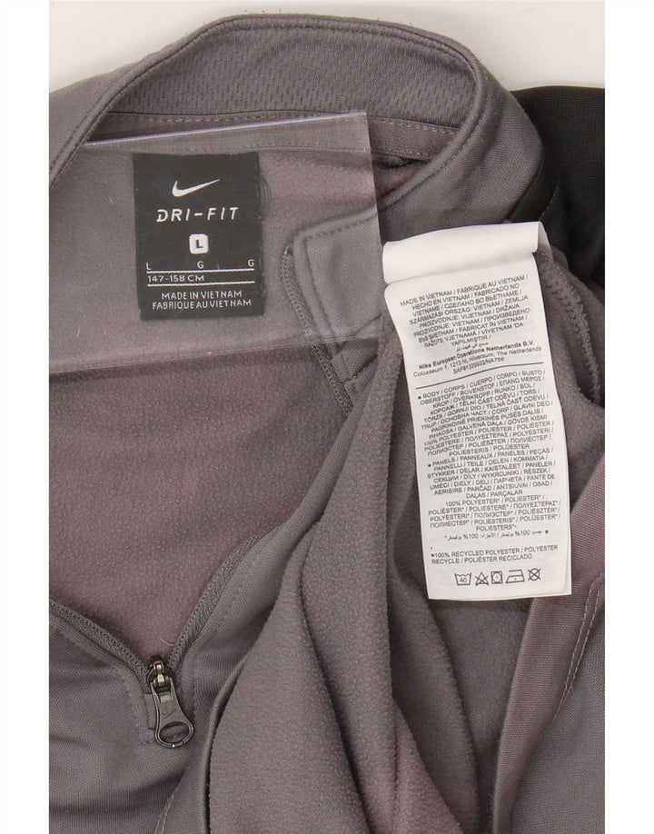 Nike Dri Fit Pullover-Trainingsanzugoberteil für Jungen, 12–13 Jahre, Größe L, Grau, Farbblock