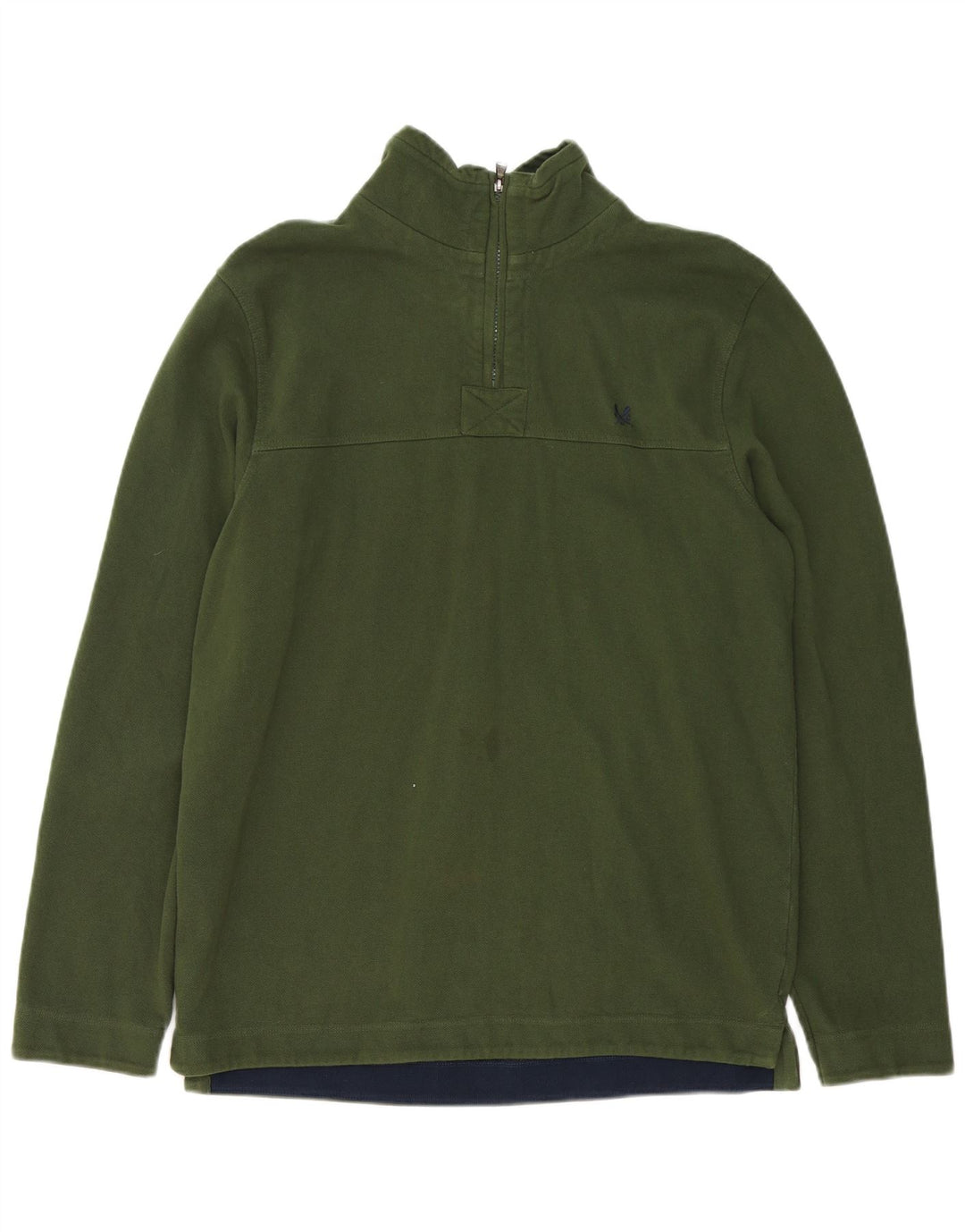 Crew Clothing Herren-Sweatshirt mit Reißverschluss am Hals, mittelgrüne Baumwolle