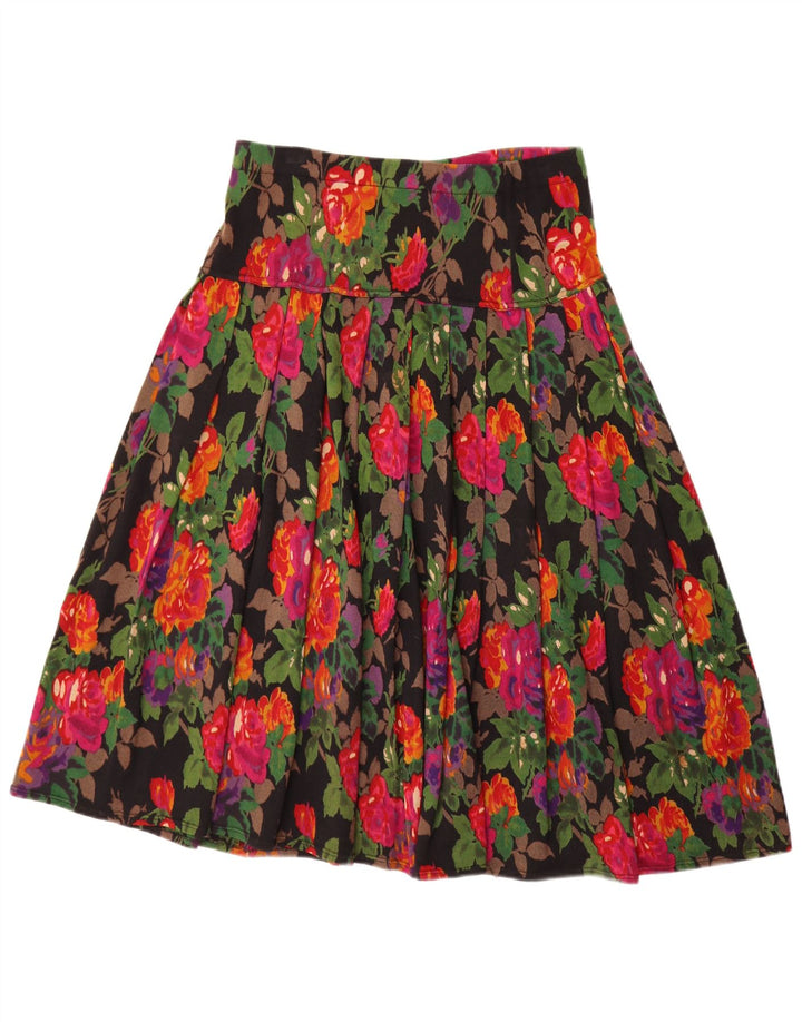 Vintage Damen Faltenrock W34 Großes Mehrfarbiges Blumenmuster