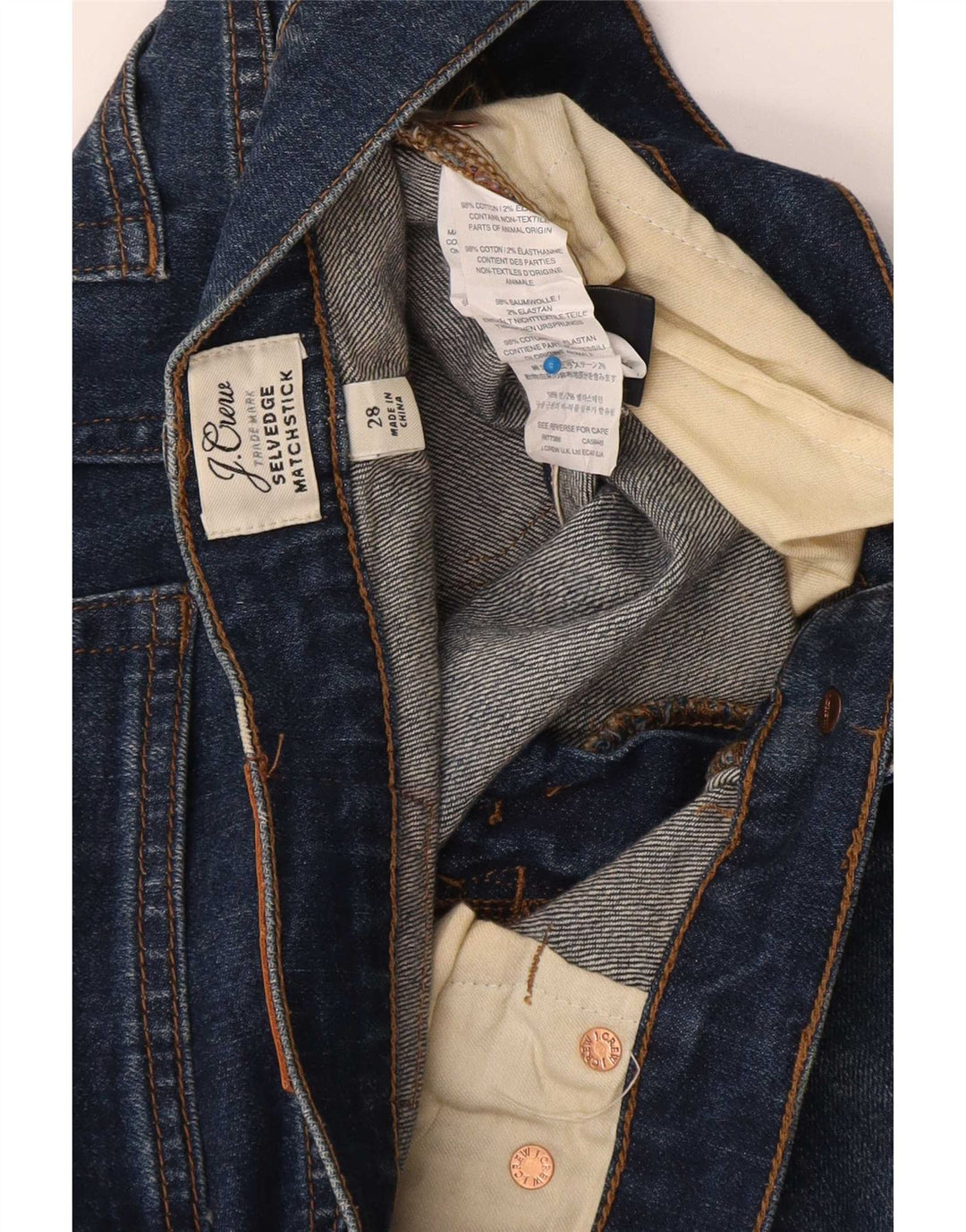 J. Crew Herren Matchstick Straight Jeans W28 L28 Blaue Baumwolle