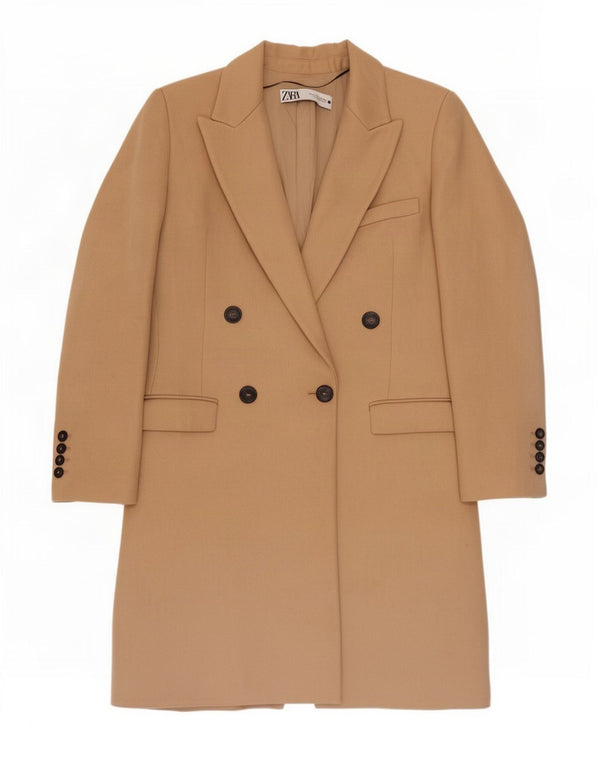 Zweireihiger Mantel für Damen von Zara, UK 10, Größe S, Beige, Polyester