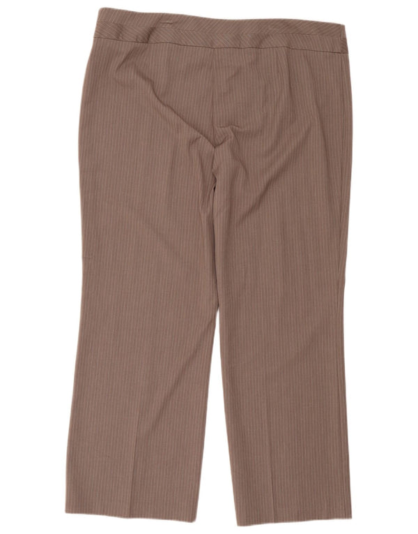 Marks & Spencer Damen Freizeithose UK 20 2XL W42 L30 Braune Nadelstreifen