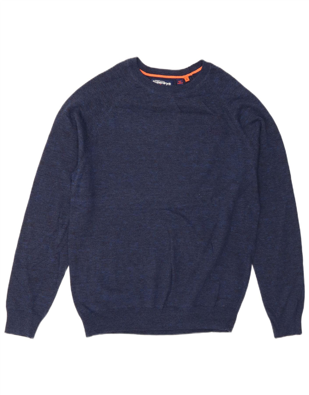 Superdry Herren-Pullover mit Rundhalsausschnitt, Größe L, aus blauer Baumwolle
