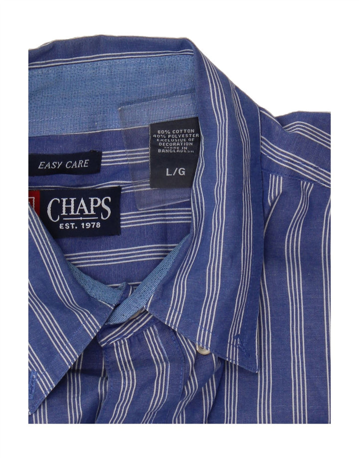 CHAPS Mens Grant Fit Shirt Large Blue Striped Cotton Vintage Chaps and Second-Hand Chaps from Messina Hembry 