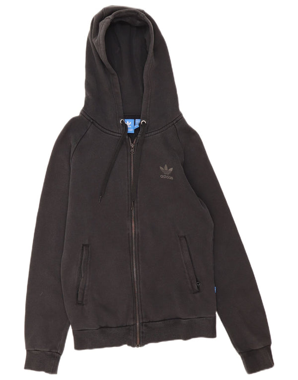 Adidas Damen Graphic Zip Hoodie Pullover UK 8 Small Schwarz Baumwolle