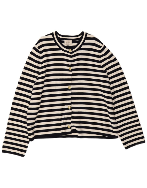Joules Damen Crop Cardigan Pullover UK 18 XL Marineblau gestreift Baumwolle