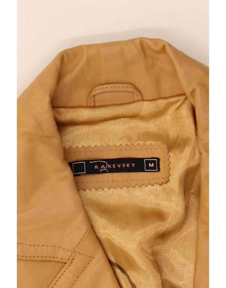Vintage Damen Lederjacke UK 12 Medium Beige Leder