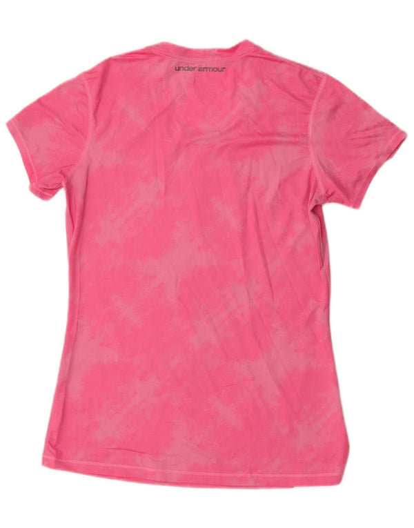 Under Armour Damen Heat Gear T-Shirt Top UK 14 Medium Pink Tie Dye