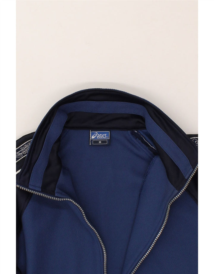 ASICS Herren-Trainingsanzug mit grafischem Oberteil, mittleres Marineblau, Farbblock