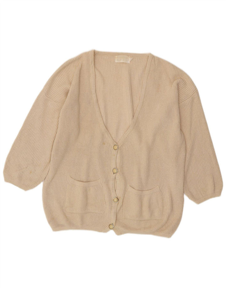 VINTAGE Damen-Strickjacke in Übergröße, EU 46/48 XL, gebrochenes Weiß