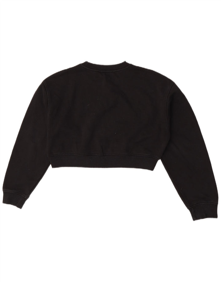 Zara Damen Loose Fit Crop Sweatshirt Pullover UK 14 Medium Schwarz