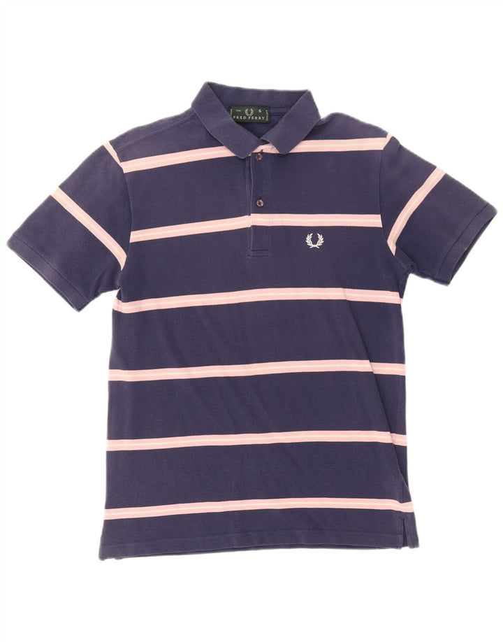 Fred Perry Herren-Poloshirt, klein, marineblau, gestreift, Baumwolle